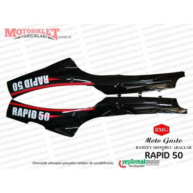 RMG Moto Gusto Rapid 50 Sele Altı Çıta, Marşbiyel Sağ-Sol Takım SİYAH RENK (DESENSİZ)