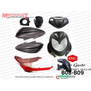 RMG Moto Gusto B08-B09 Scooter Kaporta Seti - KARIŞIK RENK ÖN ÇAMURLUK DAHİL DEĞİLDİR 