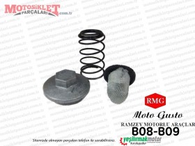 RMG Moto Gusto B08-B09 Scooter Yağ Tapası, Yayı ve Filtresi Set