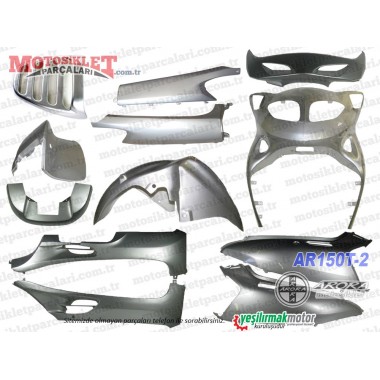 Arora AR150T-2 ASYA Royal AS150T1, ERSİ YB150T-2, ÇELİK Tiger 150 JJ150T-5, RAMZEY RMZ 150T-2, Maxi Scooter Kaporta, Grenaj Seti Komple GRİ -STOP ALT PLASTİĞİ YOKTUR (SELE ALTLARI SALCANO YAZILI GELMEKTE)