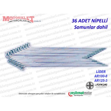 Arora Lider AR100-8, AR125-3 Arka Jant Teli, Nipelli - 36 Adet