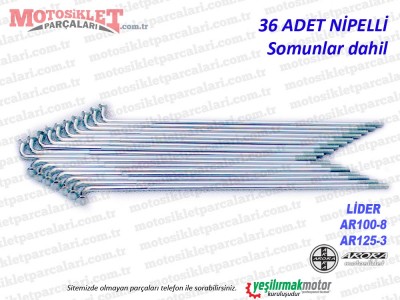 Arora Lider AR100-8, AR125-3 Arka Jant Teli, Nipelli - 36 Adet