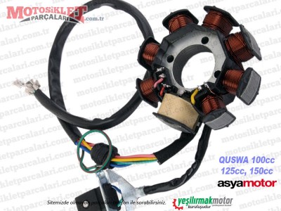 Asya Quswa QS100, QS125, QS150 Statör, Sargı (8li)