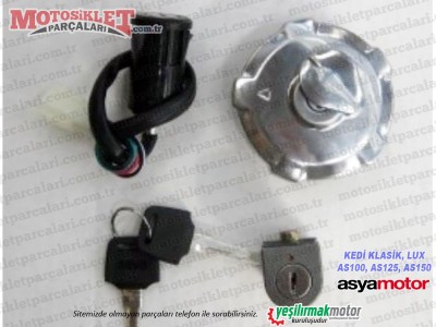Asya Quswa QS100, QS125, QS150 Kontak, Depo Kapağı ve Kilit Seti