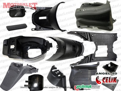 Çelik Angel 50 KD50QT-4 Scooter Komple Siyah Kaporta Plastikleri Seti