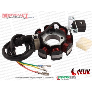 Çelik Wind Hunter XT150T-8 Scooter Stator, Sargı