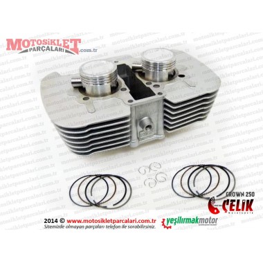 Çelik Crown XT250-16 Chopper Silindir, Piston ve Sekman Seti (Çiftli Silindir) 