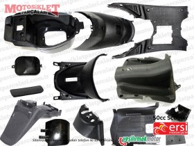 Ersimotor 50cc YB50QT-3 Scooter Komple Siyah Kaporta Plastikleri Seti