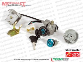 Ersimotor 50cc YB50QT-3 Scooter Kontak, Kilit Seti Not: Sele Kilidi Dahil Değildir!