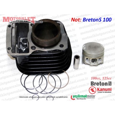 Kanuni BretonS 100, BretonS 125 Silindir, Piston ve Sekman Seti - A Kalite (100cc) gri MUADİL