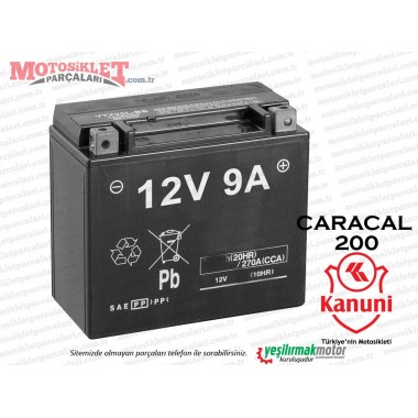 Kanuni Caracal 200 Akü 12 V 9 AP