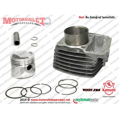 Kanuni Windy 125 Silindir, Piston Sekman Seti - Komple muadil gri