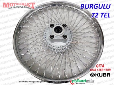 Kuba Çıta 100R, 125R, 150R Arka Tel Jant Komple, Burgulu 72 Tel