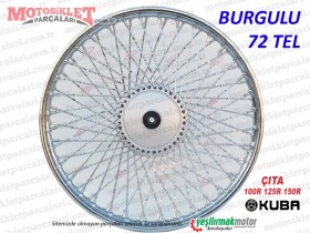 Kuba Çıta 100R, 125R, 150R Ön Tel Jant Komple, Burgulu 72 Tel, KAMPANA TİP