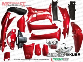 Kuba SJ100-16D Cub Komple Kaporta Grenaj Seti -  açık Kırmızı (far grenajı karışık renk)