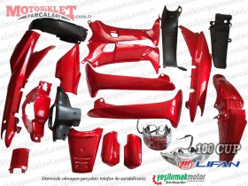 Lifan Tay 100 Cup Komple Kaporta Grenaj Seti - Kırmızı 