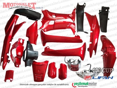 Lifan Tay 100 Cup Komple Kaporta Grenaj Seti - Kırmızı 