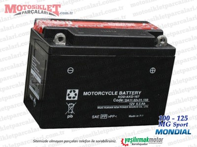 Mondial 100 MG, 125 MG Sport Aküsü 12V 6.5Ah