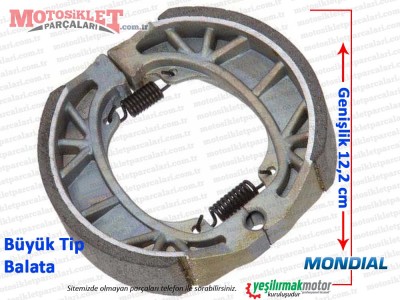 Mondial 100 MG, 125 MG Sport Arka Fren Balatası - BÜYÜK TİP (Genişlik 12,2cm)