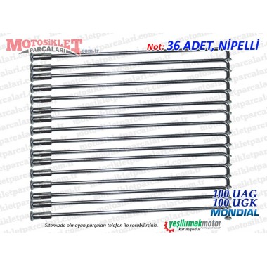 Mondial 100 UAG, 100 UGK (2008) Ön Teker Jant Teli, 36 Adet, Nipelli 
