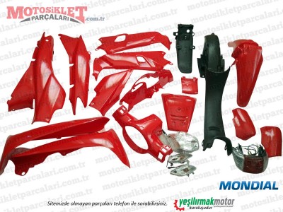 Mondial 100 UKH, KH, KF Cub Komple Kaporta Grenaj Seti - Kırmızı (FAR VE STOP DAHİL DEĞİLDİR!!)