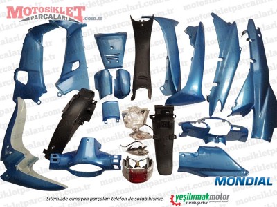 Mondial 100 UKH, KH, KF Cub Komple Kaporta Grenaj Seti - Mavi 