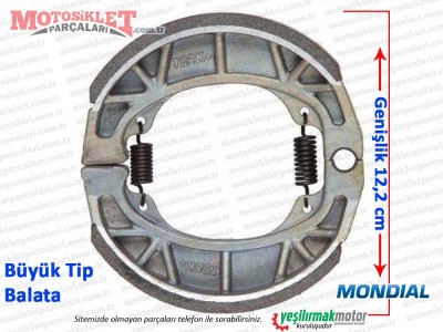 Mondial 125 MG Classic, Deluxe Arka Fren Balatası - BÜYÜK TİP (Genişlik 12,2cm)