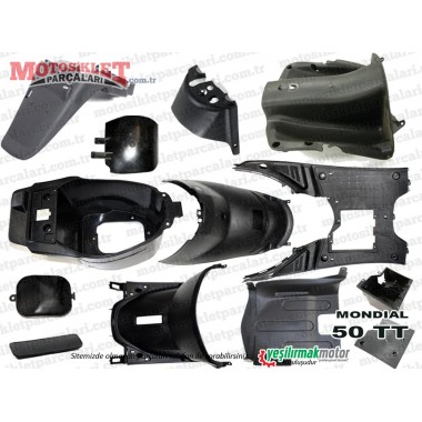 Mondial 50 TT Scooter Komple Siyah Kaporta Plastikleri Seti