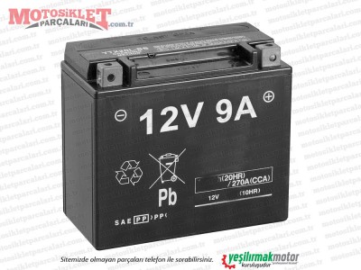 Mondial 125 KT, 125 UKT Akü - 12V 9A KURU AKÜ