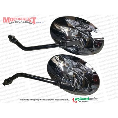 Skygo SG 250-4 Chopper Ayna Takımı Kartal Desenli