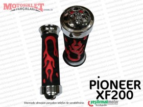 Pioneer XF200 Chopper Gaz Kolu ve Sol Elcik Takım Alev Desenli