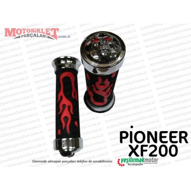 Pioneer XF200 Chopper Gaz Kolu ve Sol Elcik Takım Alev Desenli