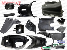 Ramzey 50 QM50QT-6A Scooter Komple Siyah Kaporta Plastikleri Seti