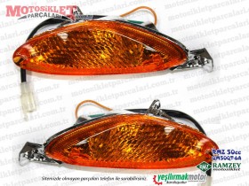 Ramzey 50 QM50QT-6A Scooter Ön Sağ-Sol Sinyal Komple (BEYAZ CAMLI)