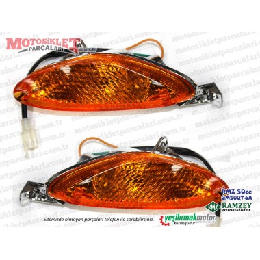 Ramzey 50 QM50QT-6A Scooter Ön Sağ-Sol Sinyal Komple (BEYAZ CAMLI)